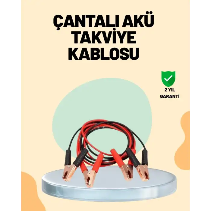 1200 Amper Jumper Kablo 2 Metre Bakır Uçlu Araç Takviye Seti