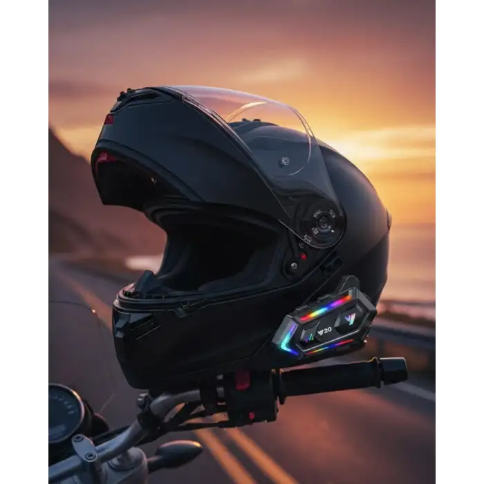 16 Mod RGB Işıklı Motosiklet Intercom Çift Telefon Destekli