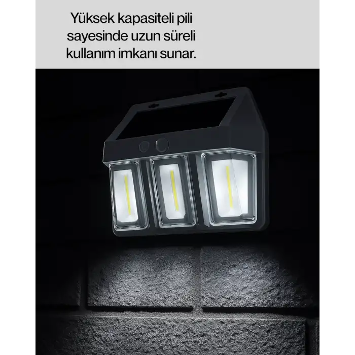 3 in 1 Solar Duvar Lambası – IP65 Su Geçirmez, Hareket Sensörlü