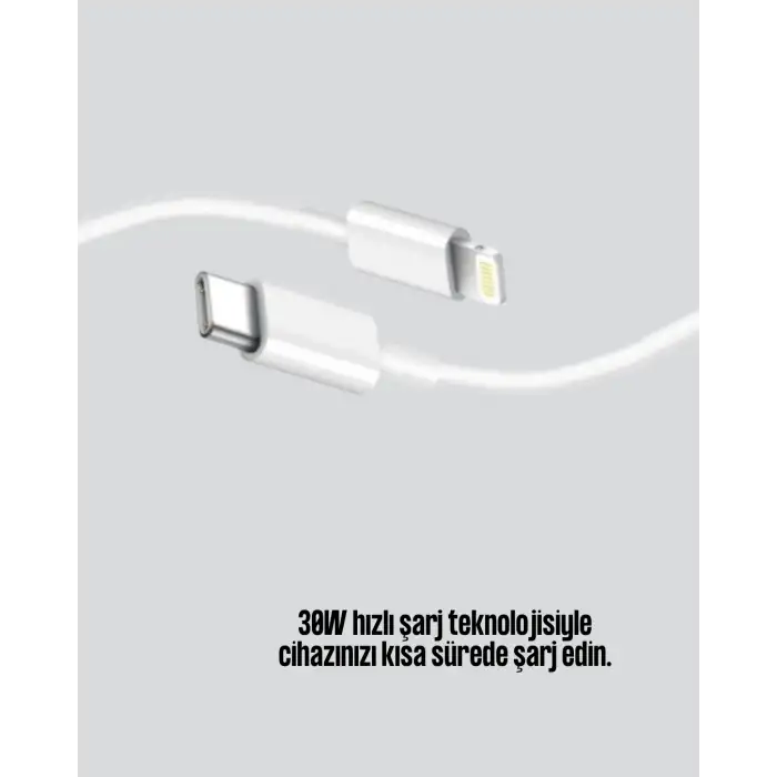 30W Type-C Lightning Hızlı Şarj Kablosu 1.2m iPhone Uyumlu