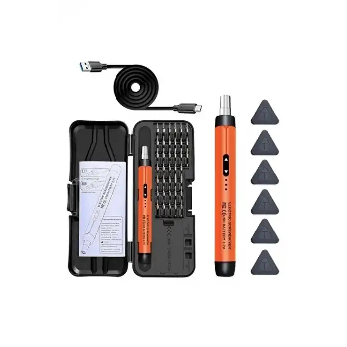 3.7v Şarjlı Mini Elektrikli Tornavida Seti 500mah Type-c Manyetik Hassas Uçlu Vida Seti 38 Parça