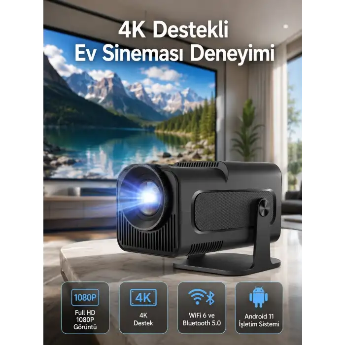 4K Android Smart Wi-fi Çift Kollu Projeksiyon Game Box Kumandalı Taşınabilir Yeni Nesil