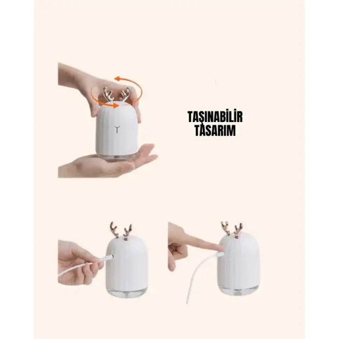 ABS+PP Malzemeli Taşınabilir 220 ml USB Mist Nemlendirici