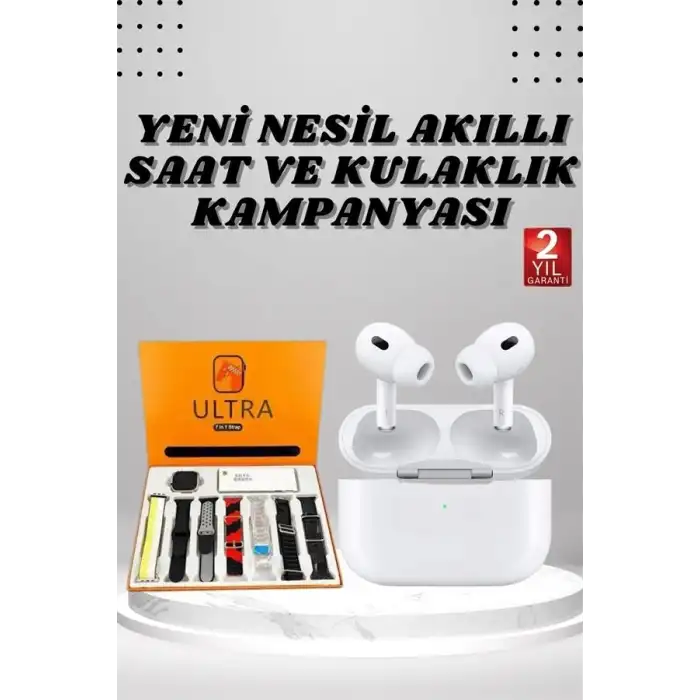 7 Kordonlu Akıllı Saat Ve Yeni Nesil Kulaklık Dokunmatik Ekran Android ve İOS Uyumlu