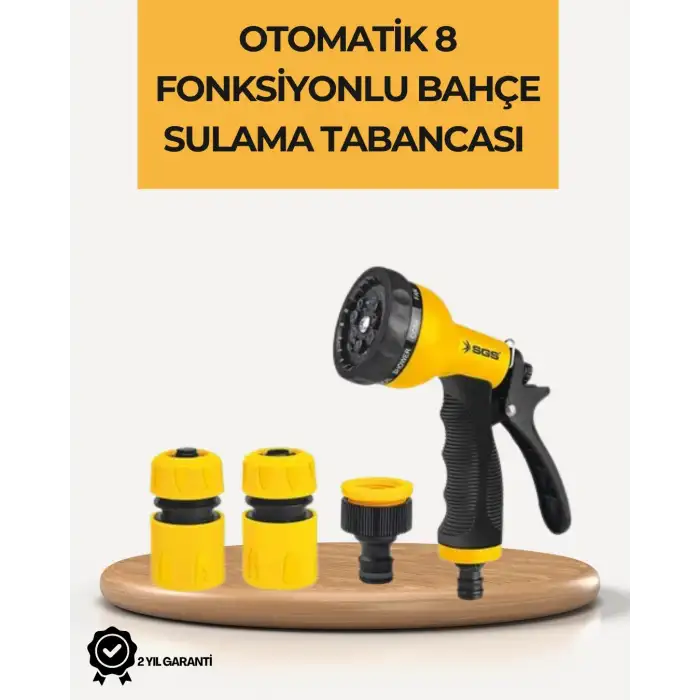 8 Modlu Bahçe Sulama Tabancası Seti Bitki Çiçek Araç Temizleme