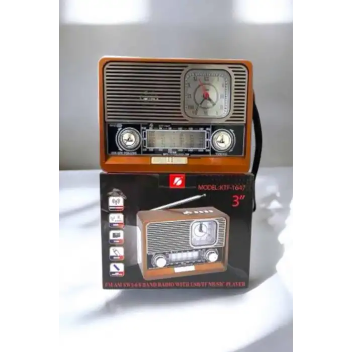 Ahşap Görünümlü Retro Bluetooth Radyo USB,AUX Ve SD Kart Girişli