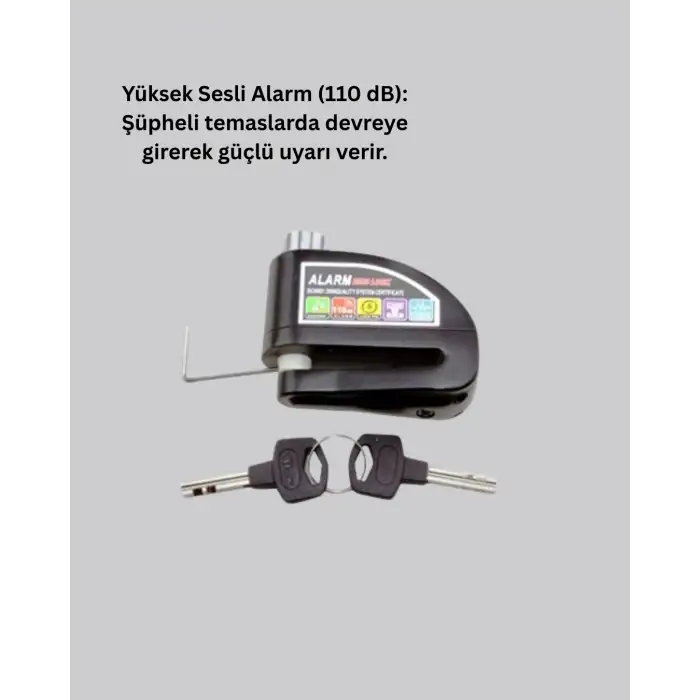 Alarm Sensörlü Disk Kilidi Motosiklet Scooter Bisiklet Güvenlik