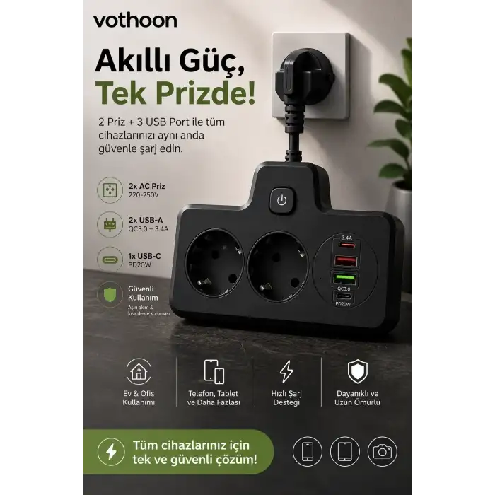Bkl-502 Akım Korumalı 2li Priz 2 Usb Ve 2 Type-c Çıkış 4000w Hızlı Şarj Duvar Tipi Dokunmatik Led Aydınlatmalı