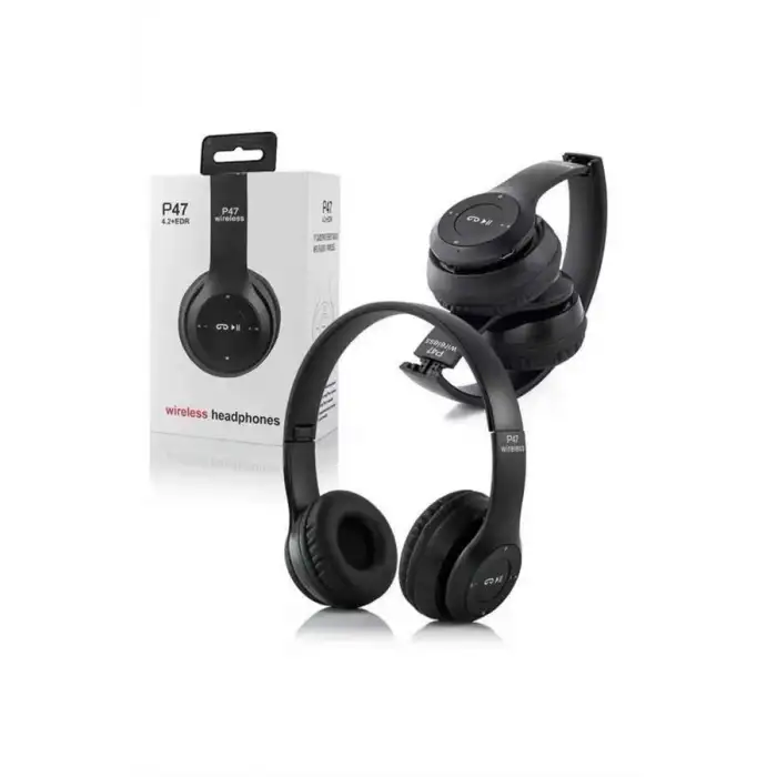 Bluetooth Kablosuz Kulaklık Siyah Wireless 5.0 Kulak Üstü Uzun Pil Ömrü