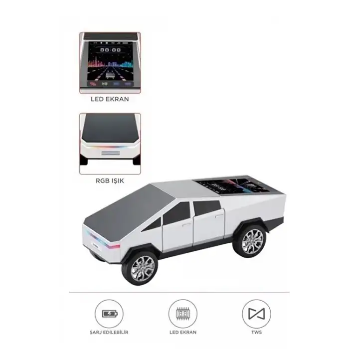D68 Cyber Model Araba Tasarımlı Bluetooth Hoparlör 15w Güçlü Ses Rgb Led /tws/usb Beyaz