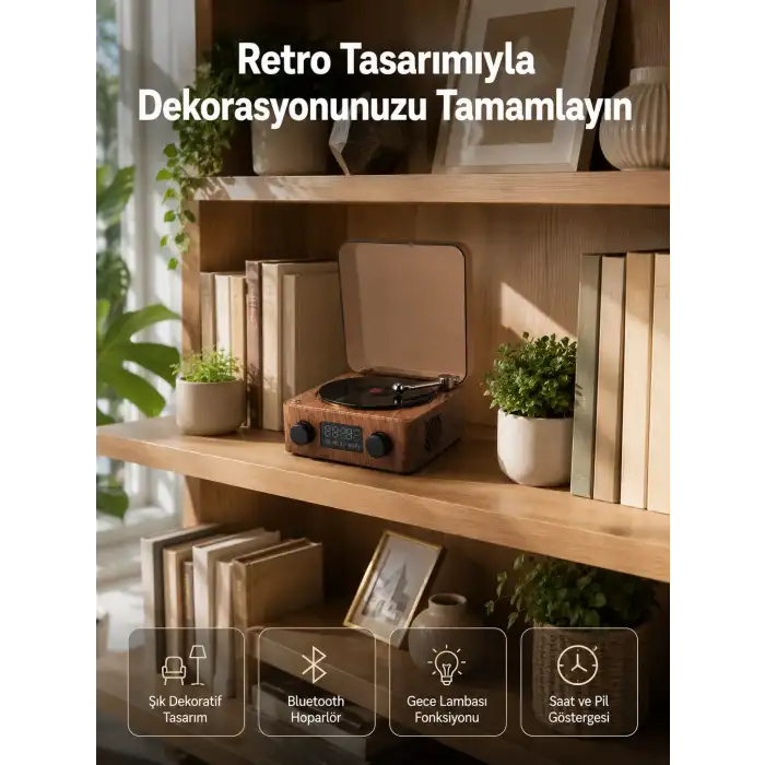 Dekoratif Gece Işıklı Bluetooth Hoparlör – Saatli Tasarım Yeni Nesil