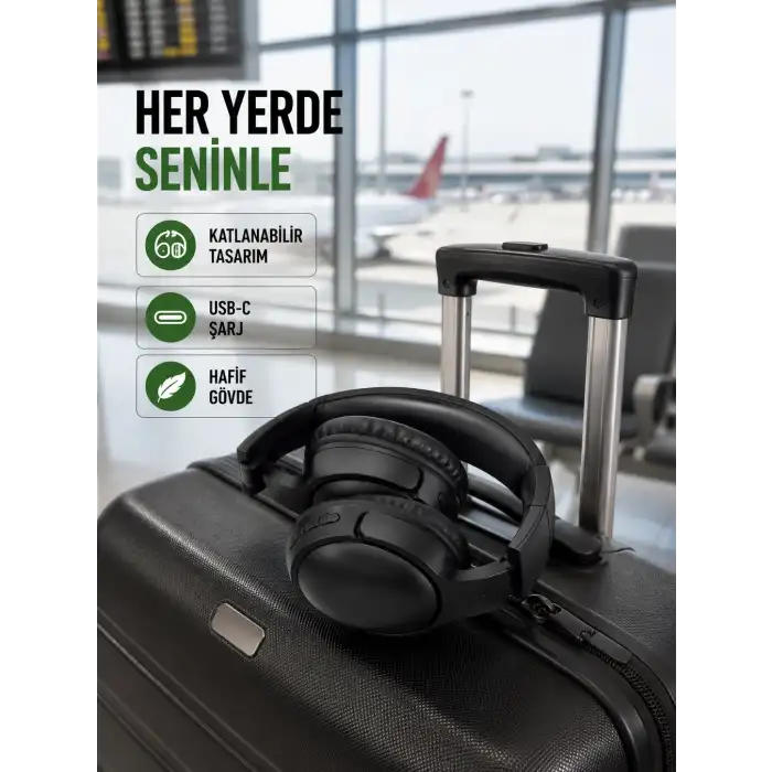 Katlanabilir USB-C Şarjlı Bluetooth Kulaklık