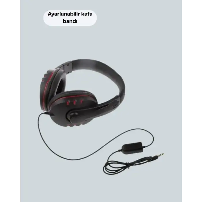 Kırmızı  Headset Mikrofonlu Sağlam Kablolu Konforlu