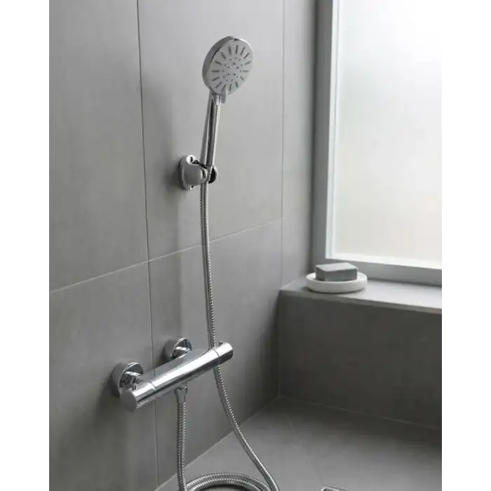 Krem Duş Başlığı Seti 4 Kademeli El Duşu Spiral Hortumlu Banyo Seti