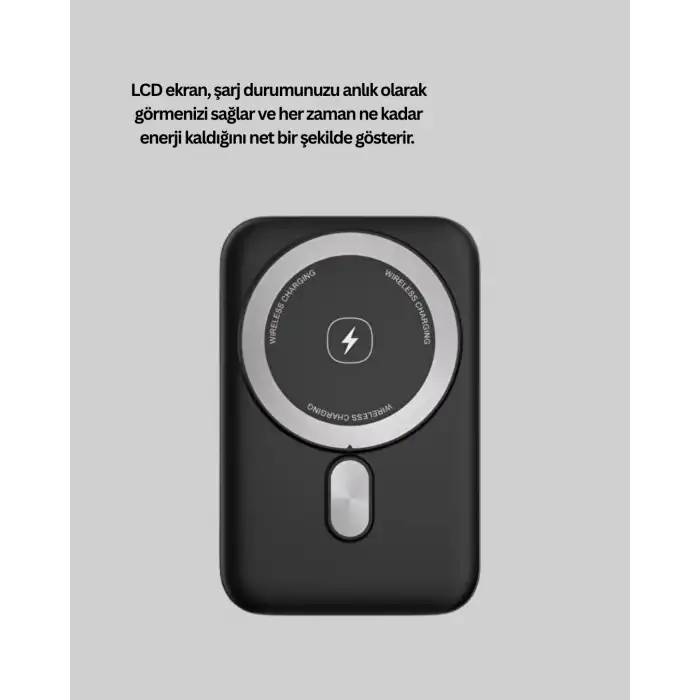 LCD Ekranlı Kablosuz Powerbank Type C ve USB Çıkışlı
