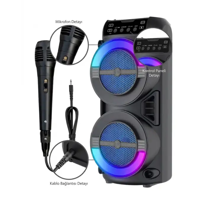 LED Işıklı Kablosuz Bluetooth Hoparlör USB TF Kart Destekli