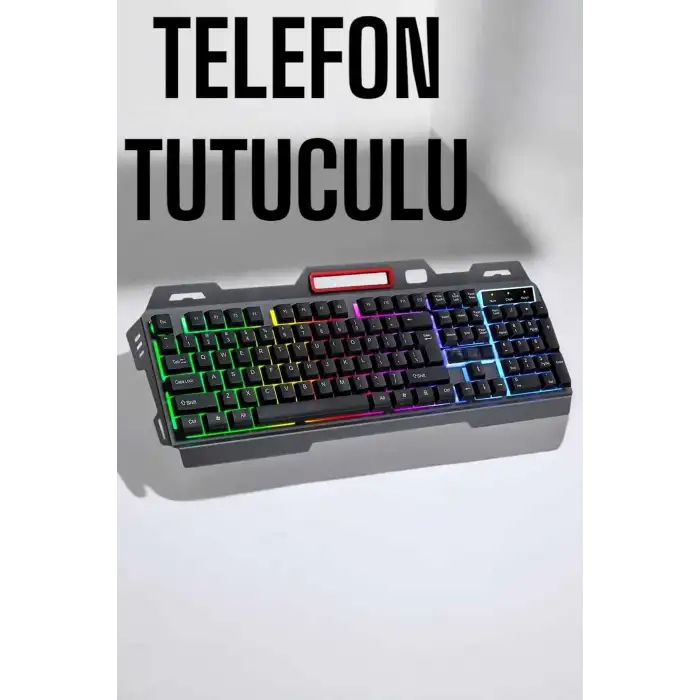 Led Işıklı  Klavye Usb Girişli RGB Işıklı Q Klavye Mouse Hediyeli