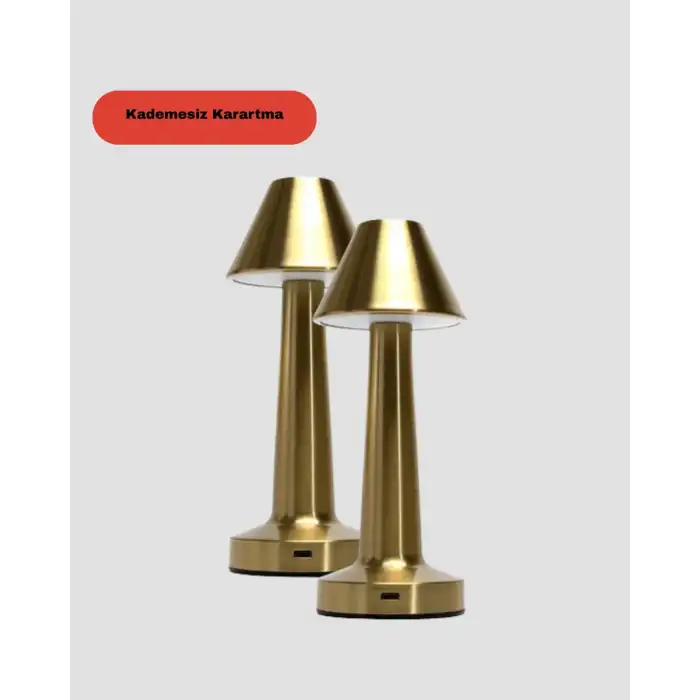 LED Masa Lambası 3 Renk Ayarlı Şarjlı Kablosuz Modern Tasarım
