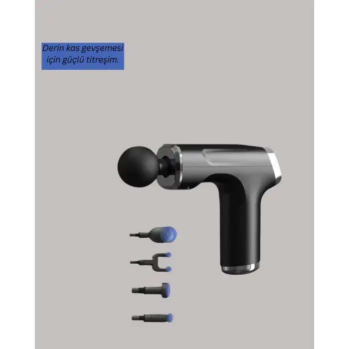Mini Masaj Tabancası 4 Başlık 6 Hız Ayarlı