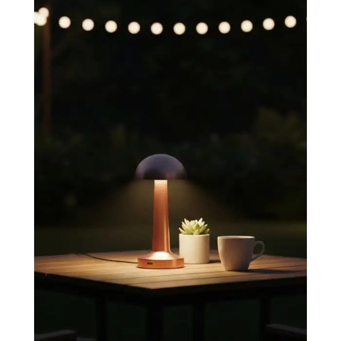 Modern Bronz Masa Lambası 3 Renk LED Dokunmatik Şarjlı Model