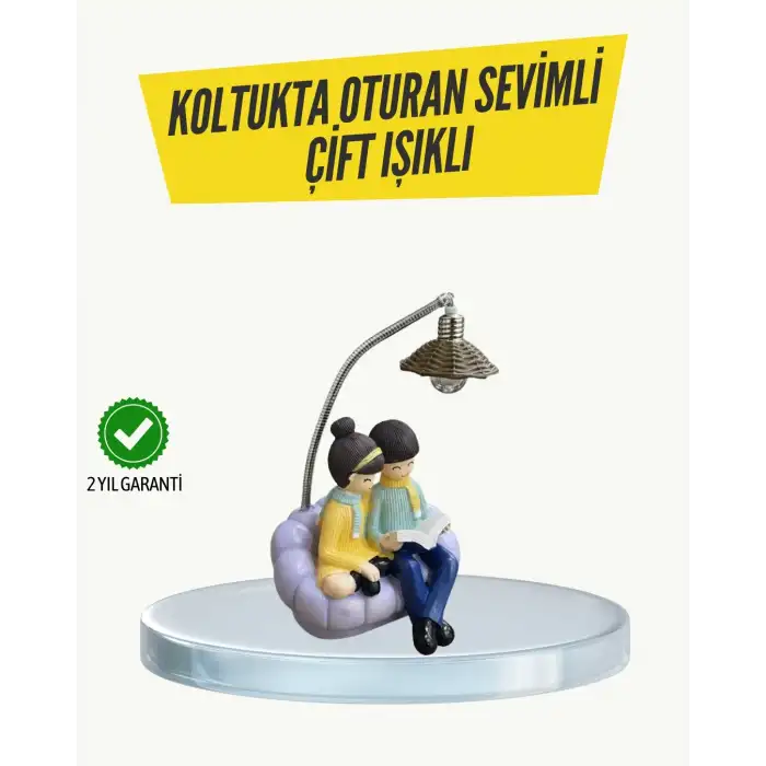 Okuyan Çift Figürlü Dekoratif Gece Lambası Hediye Seçeneği
