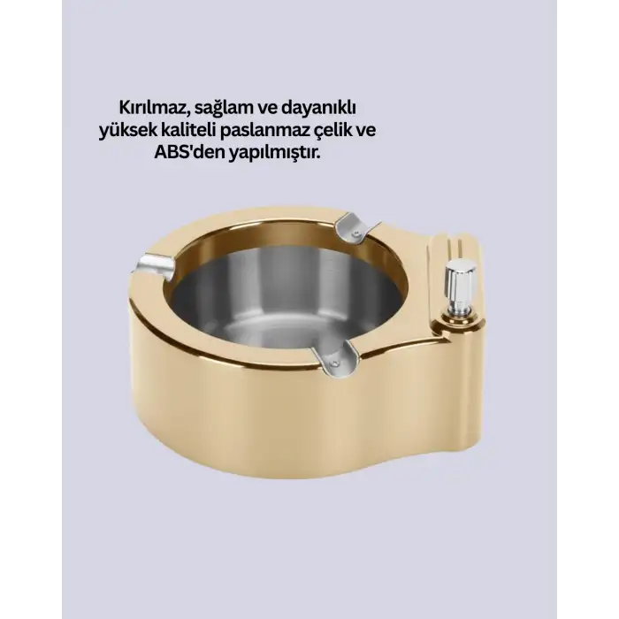 Paslanmaz Çelik Küllük Çakmaklı Masa Üstü Kullanım