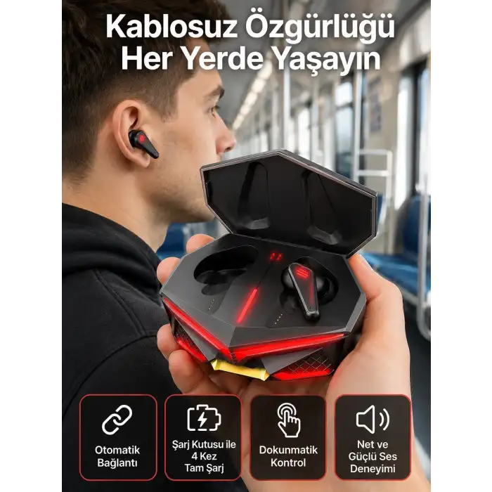 Profesyonel TWS Işıklı Kablosuz Bluetooth Kulaklık  Kulaklığı