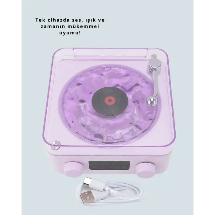 Retro Pikap Tasarımlı Bluetooth Hoparlör – Projektörlü Şarjlı Lamba