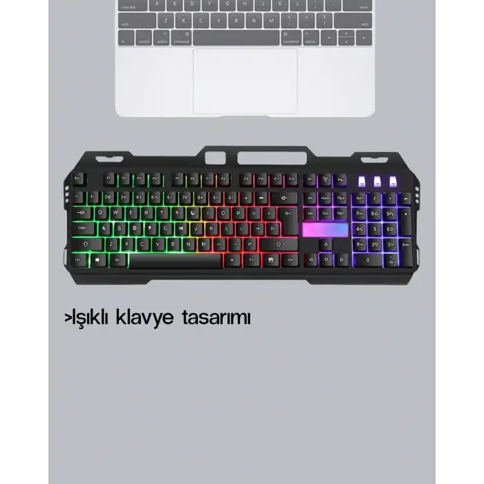 RGB Aydınlatmalı Klavye Mouse Seti – USB Bağlantılı, Türkçe Q, Ayarlanabilir DPI, Ergonomik Yapı