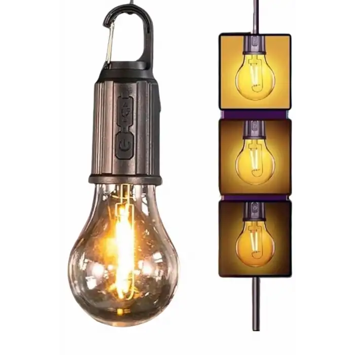 Şarjlı Dekoratif Kamp Lambası Askılı Ampul Led Işık Type-C Girişli