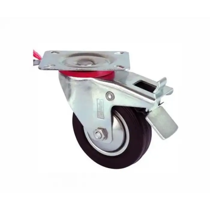 Servis Tekeri - Tablalı Frenli Siyah Döner - Çap 100 Mm
