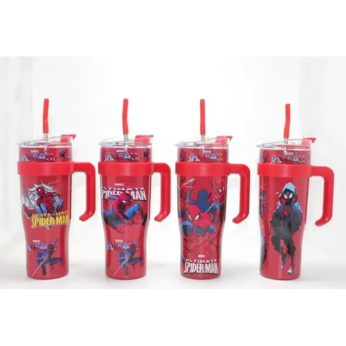 Sevimli Spiderman Pipetli Termos & Suluk Alk4713