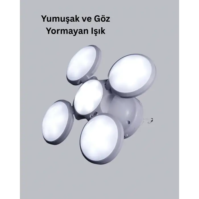 Solar Güneş Enerjili ve USB Şarjlı 5 Kanatlı LED Kamp Lambası