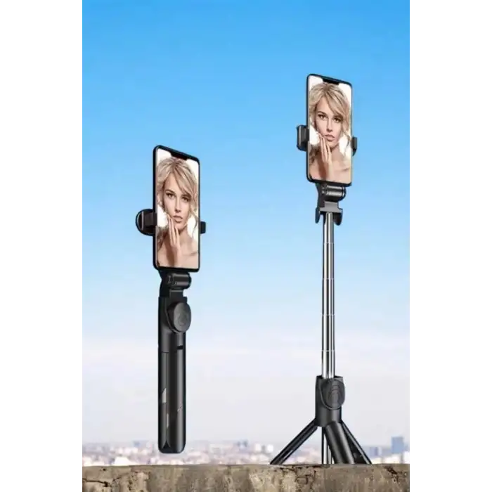 Tripod Kablosuz Bluetooth Bağlantılı Selfie Çubuğu 360 Derece Dönebilen