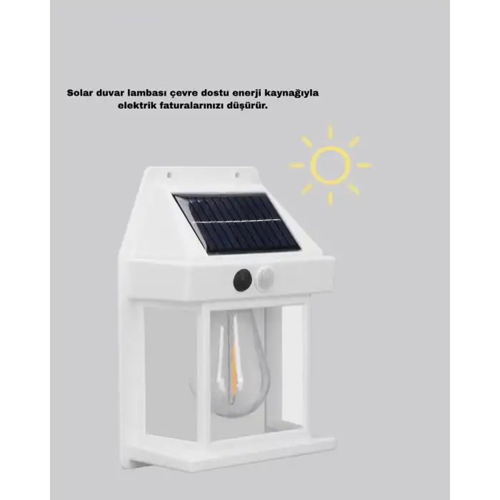 Üç Modlu Güneş Enerjili Duvar Lambası 1800mAh Bataryalı ve Hareket Sensörlü
