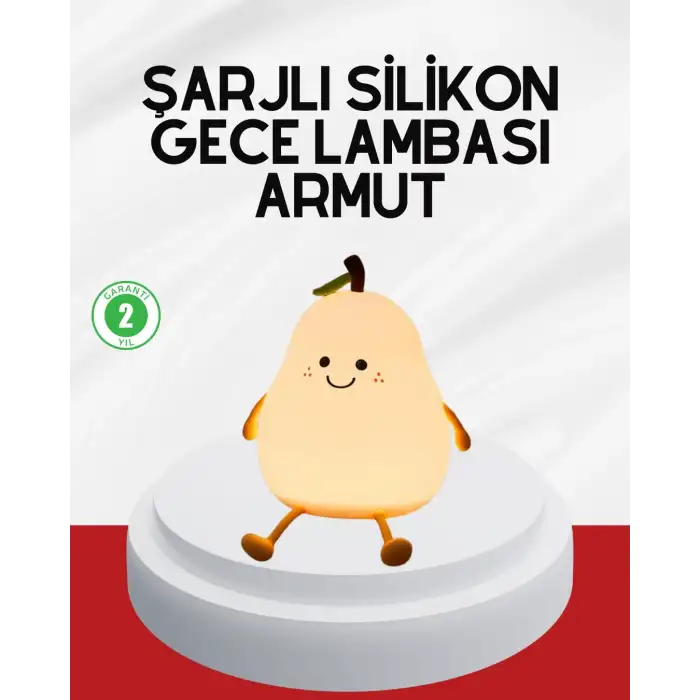USB Şarjlı Armut Gece Lambası Dokunmatik Renk Değişimli