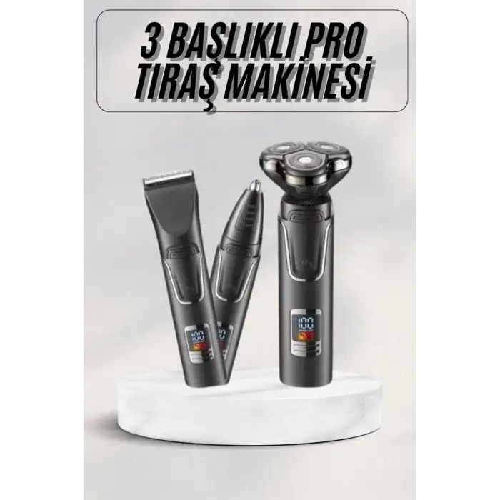 Yüksek Performanslı 3 Başlıklı Profesyonel Şarjlı Islak ve Kuru Kullanıma Uygun
