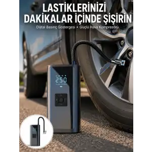 12V Uyumlu Çok İşlevli Akıllı Araç Lastik Pompası Yeni Nesil