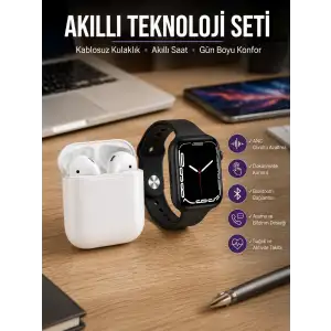 2025 Model Akıllı Saat ve 2.Nesil TWS Bluetooth Kulaklık ANC Özelliği Amoled Ekran