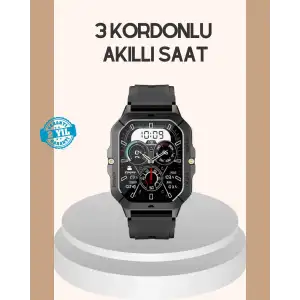 3 Kordonlu Akıllı Saat Uzun Pil Süreli