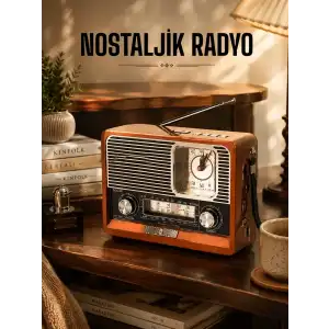 Ahşap Görünümlü Retro Bluetooth Radyo USB,AUX Ve SD Kart Girişli
