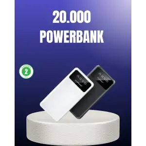Akıllı LCD Ekranlı 20.000mAh Powerbank PD + USB + Type-C