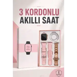 Akıllı Saat Amoled Ekran 3 Kordonlu Aksesuar Hediyeli Sesli Görüşme