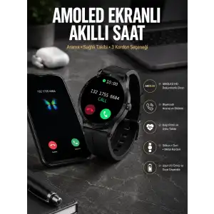 Akıllı Saat Amoled Ekran 3 Kordonlu NFC Ve GPS Uyumlu