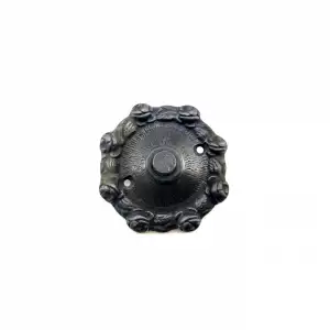 Antika Tarz Dekoratif Pirinç Güllü Kapı Zili - 75mm, Oksit