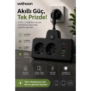 Bkl-502 Akım Korumalı 2li Priz 2 Usb Ve 2 Type-c Çıkış 4000w Hızlı Şarj Duvar Tipi Dokunmatik Led Aydınlatmalı
