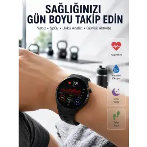 Bluetooth Konuşma Özellikli Akıllı Saat AMOLED Ekran, Sağlık Takibi ve 3 Farklı Kordon