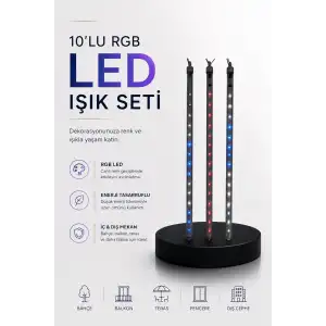 Dekoratif Ortam Aydınlatması RGB LED 10’lu Çubuk Seti