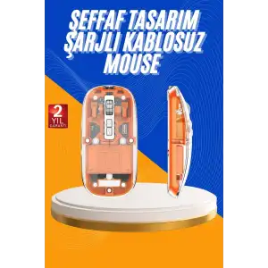 Mouse Fare Kablosuz Mouse Fare Şarjlı Bluetooth Sessiz 5 Tuşlu Şeffaf