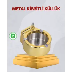 Paslanmaz Çelik Küllük Çakmaklı Masa Üstü Kullanım